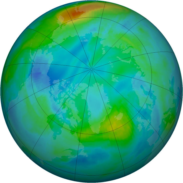 Arctic ozone map for 28 October 1986